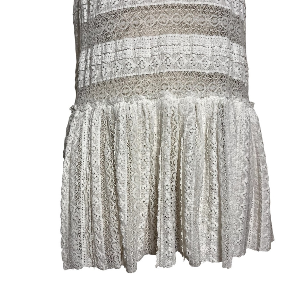 Intimately Free People Lace Mini Dress Cream Sheer Drop Waist Prairie Boho Tunic - Picture 5 of 12